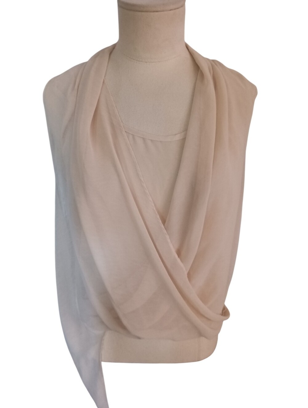 Lush Cream Drapey Blouse Long On One Side Size S EUC